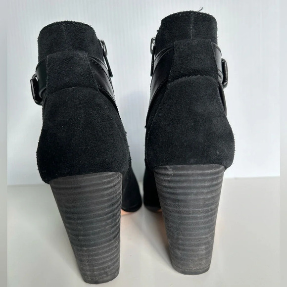Cole Haan Minna Bootie Black Suede Size 6.5 Buckle Straps Stacked Heel GRAND OS - Picture 6 of 10